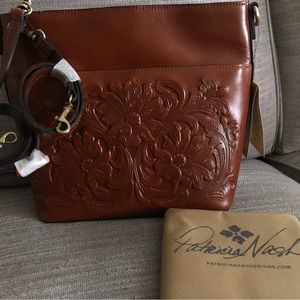 Patricia Nash Vintage Vegetable Tan British Tooling NWT